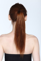 Fototapeta premium Caucasian Woman before make up hair style. no retouch, back side view