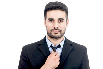 Portrait of handsome businessman isolated on white background