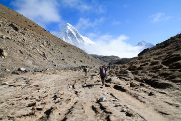 Fototapeta na wymiar Shot from the Everest Basecamp trail in Nepal