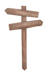 Wooden signpost. Directions to different places isolated on white background, with clipping path - watercolor illustration