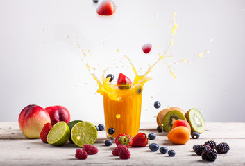 Nectarine juice and fruits