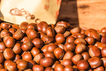group of chestnuts,detail shot.
