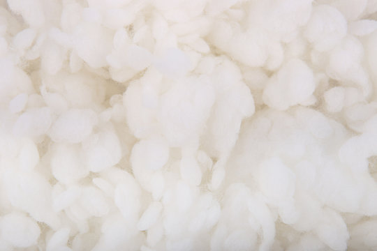 Abstract White Wadding Background. Cotton Wool Balls Texture Pattern.