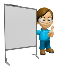 3D Man Mascot is concise explanation of a whiteboard. Work and Job Character Design Series 2.