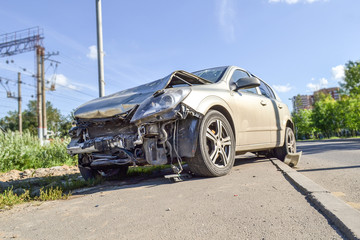 Accident. The car has a front end.
