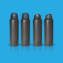 set of realistic deodorant isolated on blue background. vector illustration