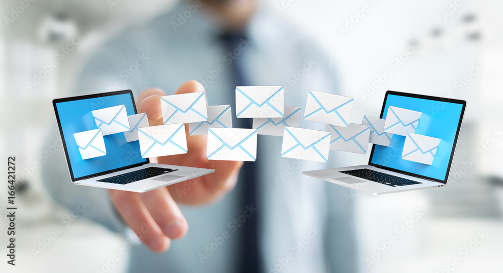 Canvas Prints businessman receiving e-mails on his digital devices 3d rendering