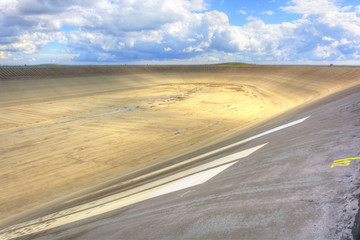Empty upper dam of the pumping hydroelectric power plant in the Czech Republic