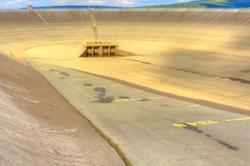 Empty upper dam of the pumping hydroelectric power plant in the Czech Republic
