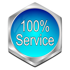 100% Service button - 3D illustration