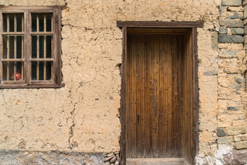 wooden door of traditional house in ancient village of Anhui,China.