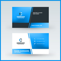 Double-sided horizontal business card template. Vector mockup illustration. Stationery design