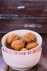 Walnuts. Background of Walnuts. Healthy Walnuts. Fresh Walnuts. Dark Image