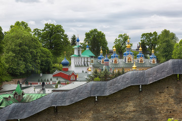Pskov-Caves Monastery or The Pskovo-Pechersky Dormition Monastery on summer, Russia