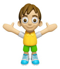 3D Child Mascot is fighting gestures. Work and Job Character Design Series 2.