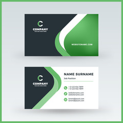 Double-sided horizontal business card template. Vector mockup illustration. Stationery design