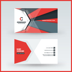 Double-sided horizontal business card template. Vector mockup illustration. Stationery design