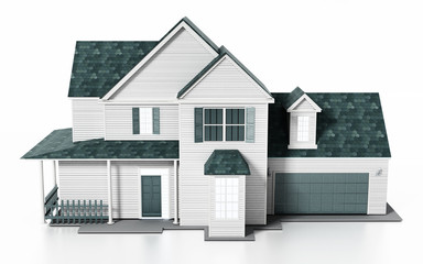 Luxurious modern house isolated on white background. 3D illustration