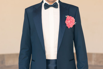 groom wedding rose flower suit