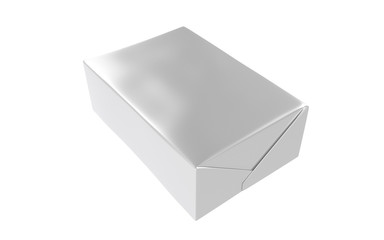 3D realistic render of isolated paper wrap box with shadow,(butter, spread, soap mock up) on white background. Clipping path.