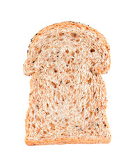 Whole grain bread Cut over white background, bread slice isolated