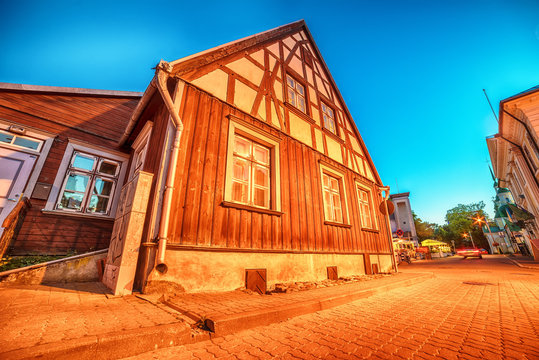 Parnu, Estonia, Baltic States: the old town at night
