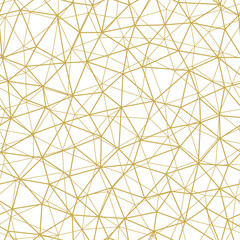 Vector abstract seamless line pattern with golden net of triangles