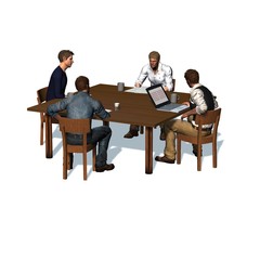 Men sitting at table in a meeting - business 1 - isolated on white background