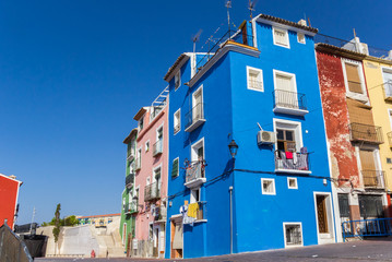 Fototapeta na wymiar Colorful houses in the historic center of Villajoyosa