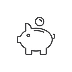 Piggy bank line icon, outline vector sign, linear style pictogram isolated on white. Savings symbol, logo illustration. Editable stroke. Pixel perfect vector graphics