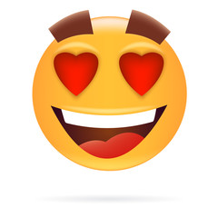 Smiley. Character in love. Icon style. Happy face vector illustration.
