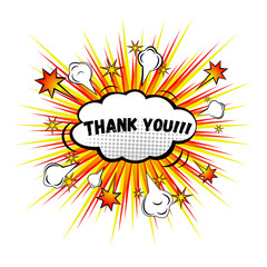 THANK YOU! Comic speech bubble, cartoon. Vector illustration.