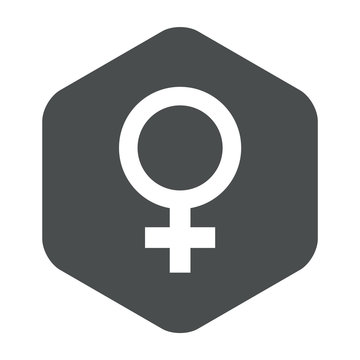 Icono plano femenino en hexagono gris