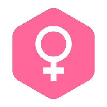 Icono plano femenino en hexagono rosa