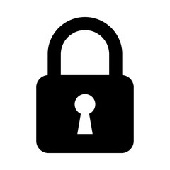 Lock icon, black isolated on white background, vector illustration.