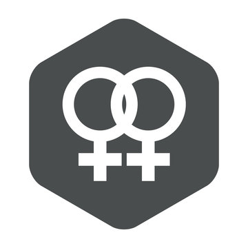 Icono plano lesbico en hexagono gris