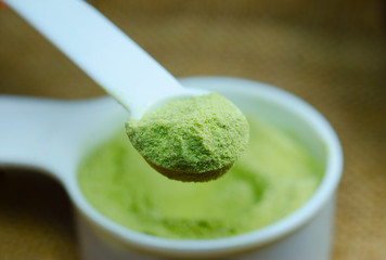 Green tea powder for tea or spa