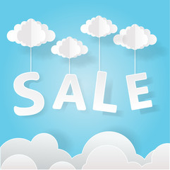 Paper art of Sale mobile hanging on sky, shopping and business promotion concept, vector art and illustration.
