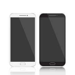 Smartphones. Smartphones black and white. Smartphone isolated. Vector illustration