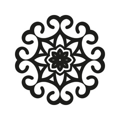 Round elegant decorative element with swirls for design of books, printed materials, invitation for a wedding or a celebration, for albums.
