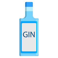 Gin bottle alcoholic beverage flat icon, vector sign, colorful pictogram isolated on white. Symbol, logo illustration. Flat style design
