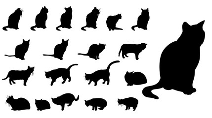 Cat silhouette set