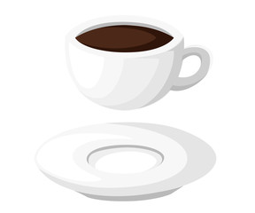 Minimal Design Poster . Cup of Coffee on a light Background Good Morning Text. Top View. Web site page and mobile app design vector illustration