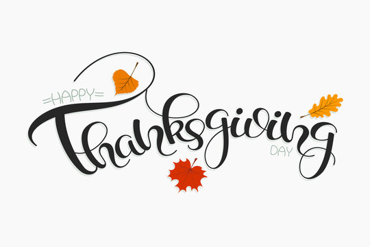 Thanksgiving hand drawn text. Happy Thanksgiving Day banner.