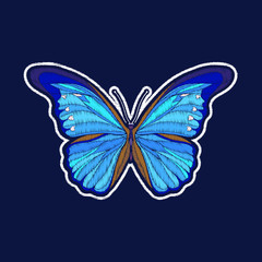 Butterfly. Embroidery. fachion patch badges Vector illustration