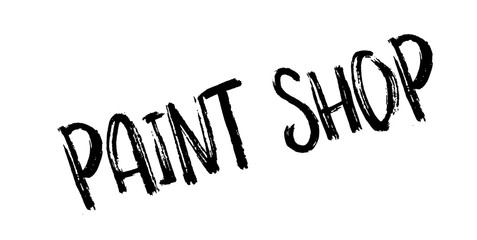 Paint Shop rubber stamp. Grunge design with dust scratches. Effects can be easily removed for a clean, crisp look. Color is easily changed.