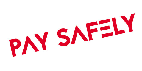 Pay Safely rubber stamp. Grunge design with dust scratches. Effects can be easily removed for a clean, crisp look. Color is easily changed.