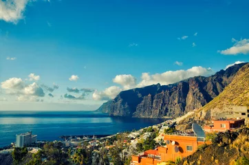 Poster Beautiful view of Los Gigantes. Sunset landscape background. Tenerife, Canary Islands, Spain © Betelgejze