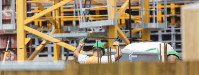 men working on a construction site