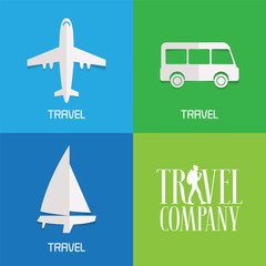 Set of vector illustration, logos for travel agency